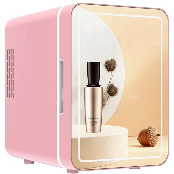 Mioji Mio 212 4L LED Işıklı Kozmetik Makyaj Krem Sıcak ve Soğuk Ayarlı Taşınabilir Fridge Mini Dolap - Pembe - 4