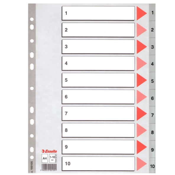 Esselte Seperatör 1-10 Rakamlı Plastik A4 100105