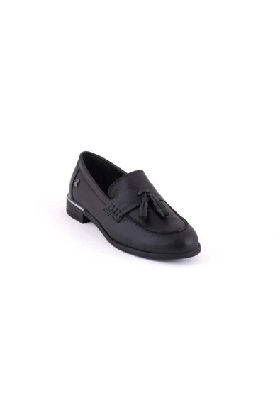 VENÜS 2455202K DÜZ TOPUK PÜSKÜLLÜ DERİ LOAFER KADIN AYAKKABI - 9