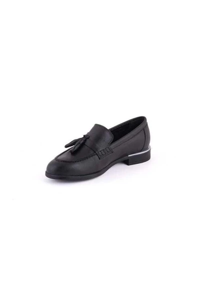 VENÜS 2455202K DÜZ TOPUK PÜSKÜLLÜ DERİ LOAFER KADIN AYAKKABI - 10