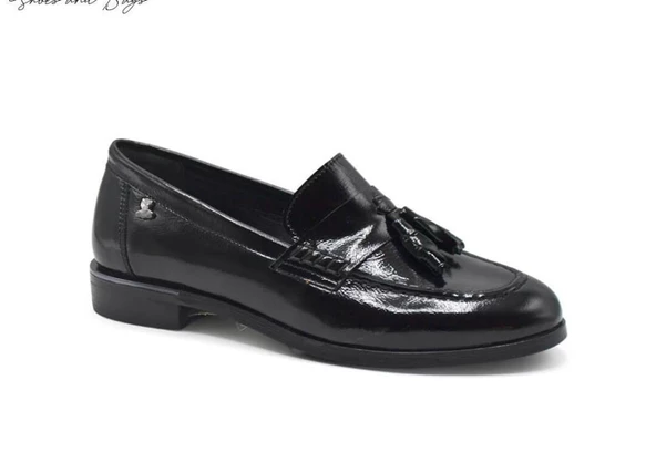 VENÜS 2455202K DÜZ TOPUK PÜSKÜLLÜ DERİ LOAFER KADIN AYAKKABI - 4