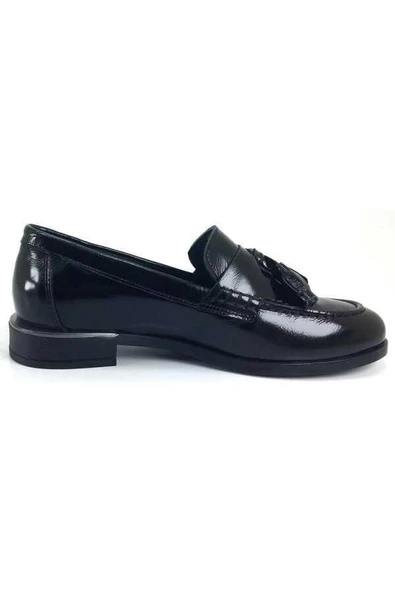 VENÜS 2455202K DÜZ TOPUK PÜSKÜLLÜ DERİ LOAFER KADIN AYAKKABI - 8