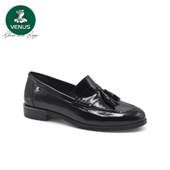 VENÜS 2455202K DÜZ TOPUK PÜSKÜLLÜ DERİ LOAFER KADIN AYAKKABI - 3