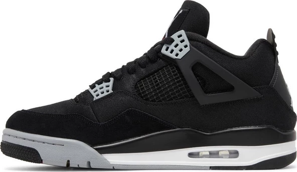 Nike Air Jordan Retro 4 Black Canvas Erkek Spor Ayakkabı - Resim 3