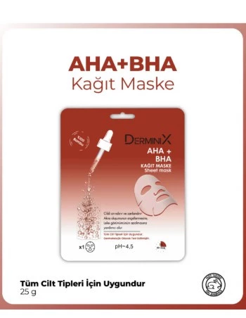 DERMINIX YÜZ BAKIM MASKESİ & AHA + BHA KAĞIT MASKE 1 ADET