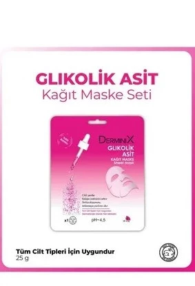 DERMINIX YÜZ BAKIM MASKESİ & GLİKOLİK ASİT KAĞIT MASKE 1 ADET