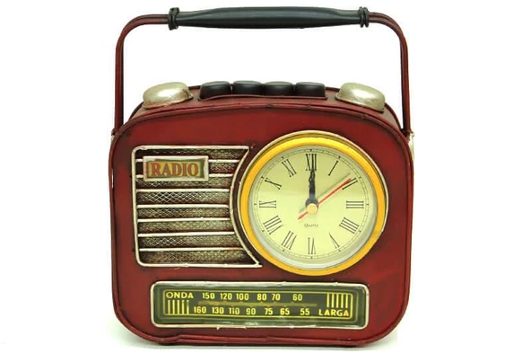 Dekoratif Metal Radyo Saatli Kumbara Vintage Biblo Hediyelik ürün görseli 1