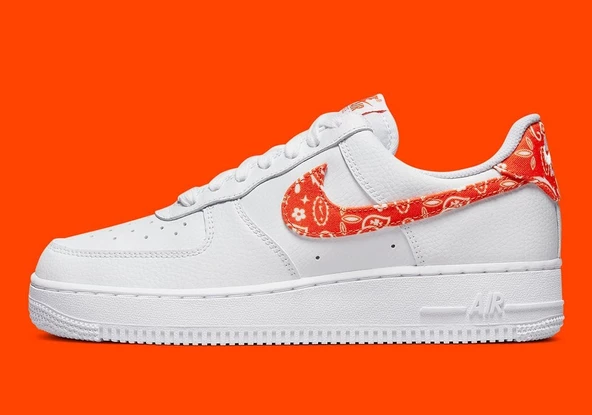 Nike Air Force 1 White Orange Paisley Kadın Spor Ayakkabı