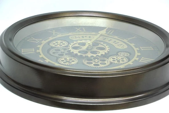 Yuvarlak Spintime Yeşiloksit Çarklı Metal Duvar Saati Hediyelik - 5
