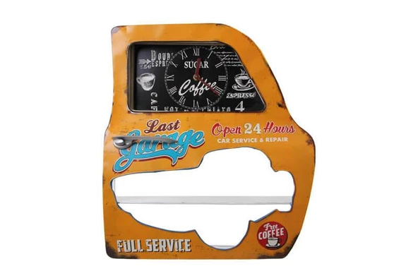 Dekoratif Garage Temalı Sarı Araba Kapısı Araba Kapısı Duvar Rafı