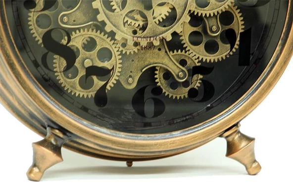 Saat Çarklı Masa Saati Dekoratif Ev Ofis Hediyelik - Resim 2