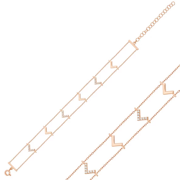 925 Ayar Gümüş Rose V Bileklik