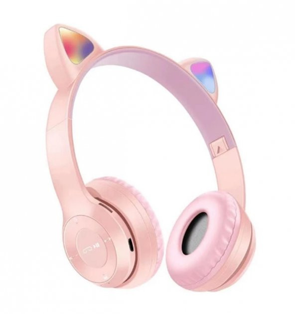 P47M Yeni Nesil Led Işıklı Kablosuz Bluetooth Kedi Kulaklık 5.0V - 3