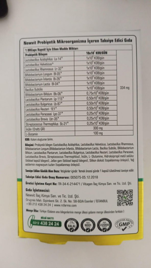 Newvit Probiyotik 30 Kapsül(Yeni Ambalajlı) 8682125462035 - 2