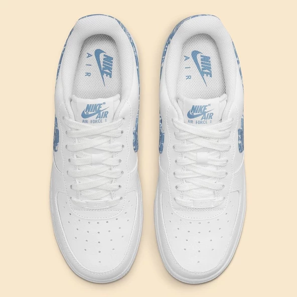 Nike Air Force 1 White Blue Paisley Kadın Spor Ayakkabı - Resim 6