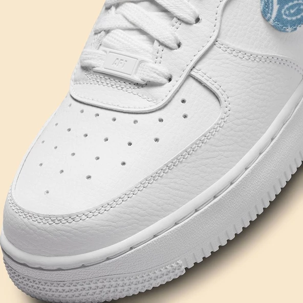Nike Air Force 1 White Blue Paisley Kadın Spor Ayakkabı - Resim 3