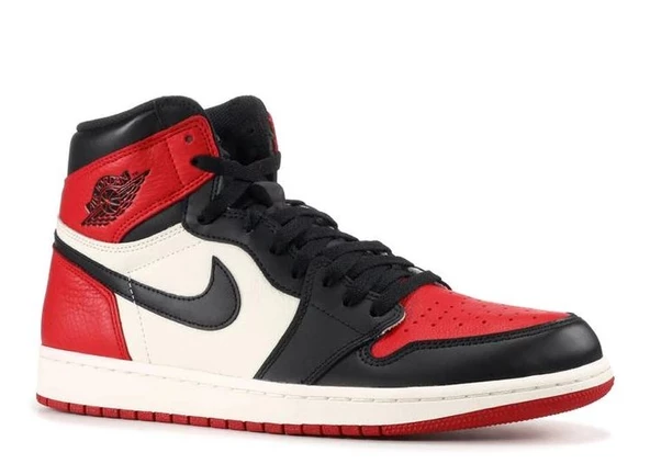 Air Jordan 1 Retro High OG Bred Toe Spor Ayakkabı - Resim 2
