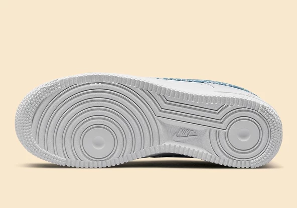 Nike Air Force 1 White Blue Paisley Kadın Spor Ayakkabı - Resim 8