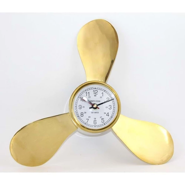 Pirinç Duvara Asmalı Pervane Tasarımı Saat ürün görseli