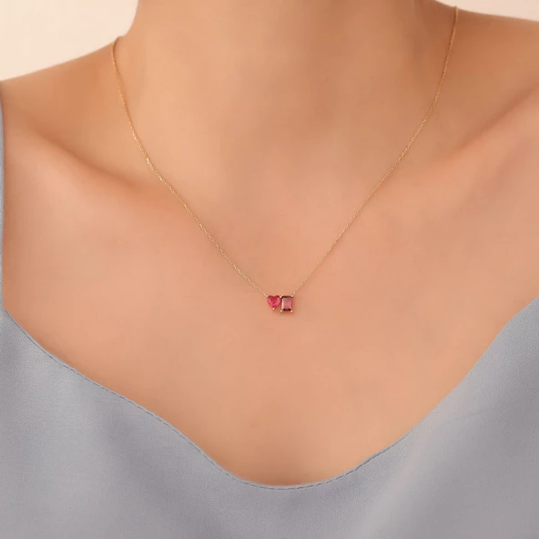 925 Ayar Gümüş Sen Ve Ben Doğum Taşı Kolye - CNS00580 - Resim 5