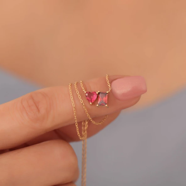 925 Ayar Gümüş Sen Ve Ben Doğum Taşı Kolye - CNS00580 - Resim 4