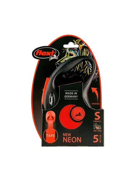 Flexi Neon Reflektörlü 5M Şerit Small Turuncu Otomatik Kedi Köpek Gezdirme Tasması - 2
