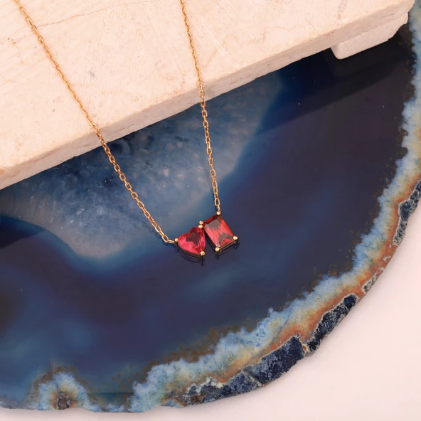 925 Ayar Gümüş Sen Ve Ben Doğum Taşı Kolye - CNS00580 - Resim 2