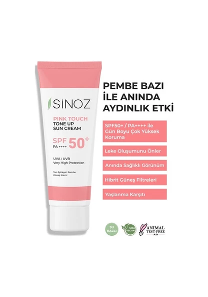 Sinoz Güneş Kremi Pink Touch Ton Eşitleyici Pembe SPF50+ 50 ml - 2