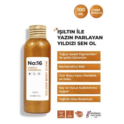 Sinoz no:16 mucizevi işıltılı saç ve vücut bakım yağı 100 ml - 2
