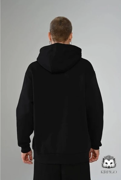 Oversize Kapşonlu Hoodie (Siyah) - 5