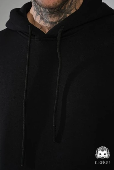 Oversize Kapşonlu Hoodie (Siyah) - 4
