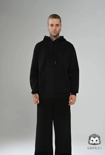 Oversize Kapşonlu Hoodie (Siyah)