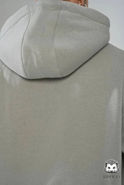 Oversize Kapşonlu Hoodie (Gri) - 6