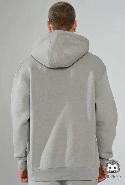 Oversize Kapşonlu Hoodie (Gri) - 5