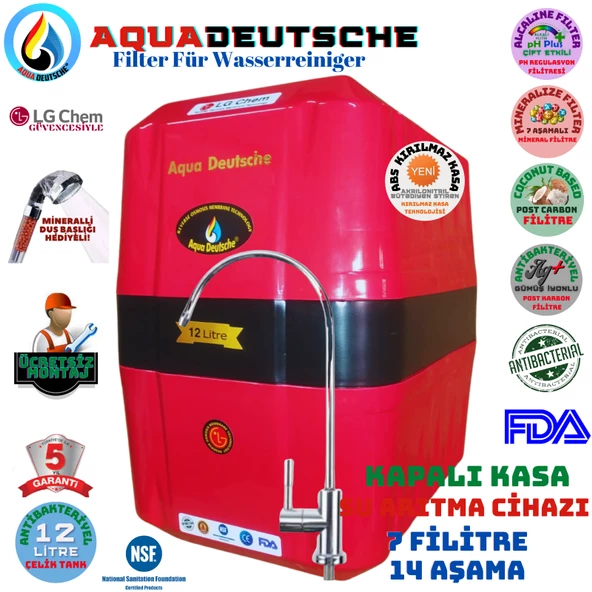 AQUA DEUTSCHE BEYAZ MONTAJ DAHİL 12 LİTRE 7 FİLTRE 14 AŞAMA SU ARITMA CİHAZI ürün görseli