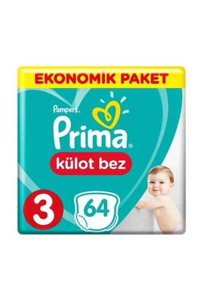 PRİMA KÜLOT BEZ 3 BEDEN 64 ADET MİDİ JUMBO PAKET