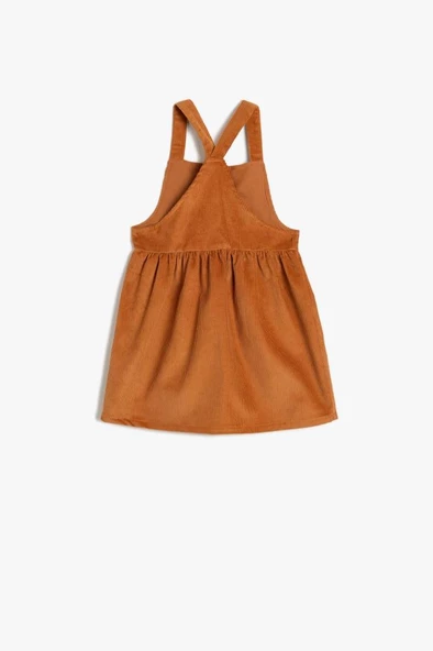 Koton Kız Bebek Salopet Elbise Fitilli Kadife Cep Detaylı Pamuklu - 2