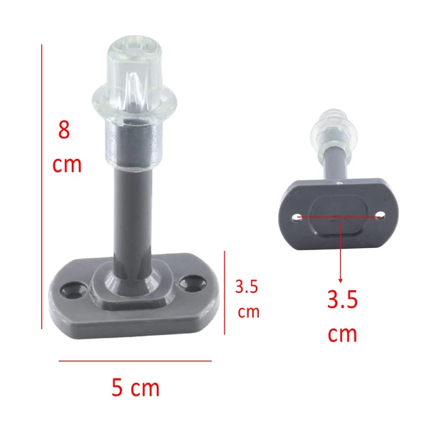 5 Adet Plastik Kapı Pencere Arkası Gri Renk Tampon 8 CM Vidalı Duvar Koruyucu Silikon Stoper - Resim 2