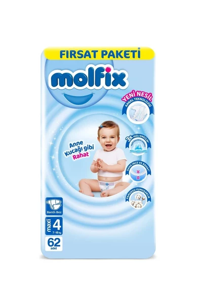 Molfix 4 Numara Maxi 62li Bebek Bezi