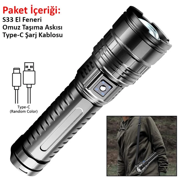 Valkyrie Ultra Güçlü Yüksek Parlaklık M80 LED Şarjlı El Feneri 6000mAh Powerbank - 7