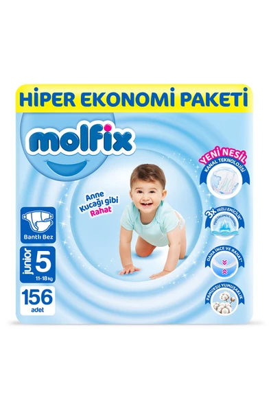 Molfix Bebek Bezi Ultra Fırsat Paketi Junior 5 No 156 Lı