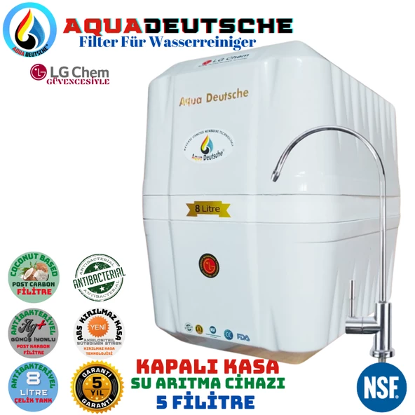 AQUA DEUTSCHE PREMIUM BEYAZ  8 LİTRE 5 FİLTRE 10 AŞAMA SU ARITMA CİHAZI ürün görseli