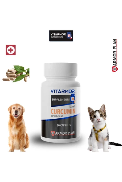 VITARMOR SUPPLEMENTS CURCUMIN KEDİ & KÖPEK Besin Takviyesi 30 Kapsül 650 mg