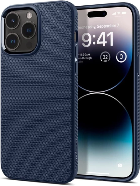 Spigen iPhone 14 Pro Max Kılıf Liquid Air Navy Blue - ACS04814