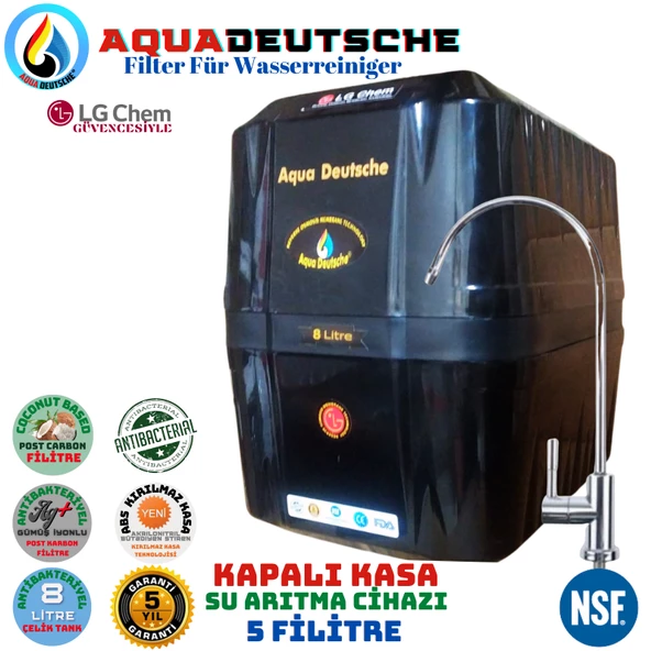 AQUA DEUTSCHE PREMIUM SİYAH 8 LİTRE 5 FİLTRE 10 AŞAMA SU ARITMA CİHAZI