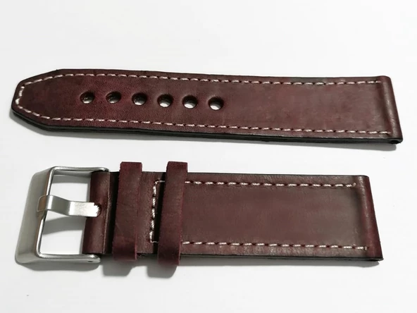 Fado& Fosil  Uyumlu &Her Saate Uyumlu greyzi  Deri Saat Kordonu 24  mm  (83)  bordo - Resim 2