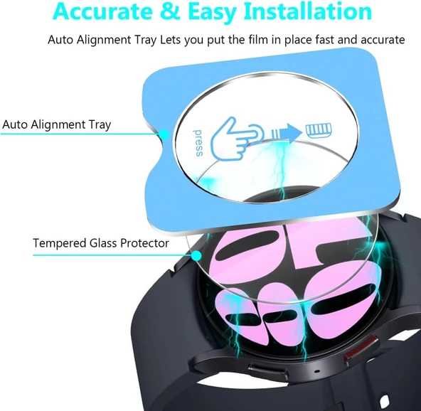 Samsung Galaxy Watch FE 40mm Kolay Uygulama Aparatlı Cam Ekran Koruyucu 01 - 3