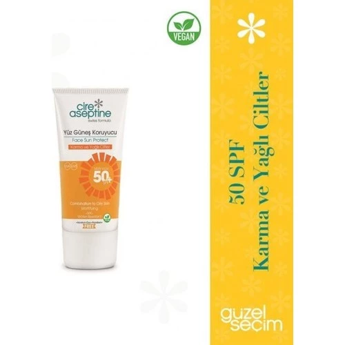 Cire Aseptine Yüz Güneş Koruyucu Karma Ve Yağlı Ciltler 50 Spf 50 Ml