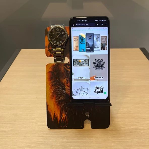 Telefon Tutucu Saat Tutucu Hediyelik Masaüstü Telefon - Saat Tutucu - 6
