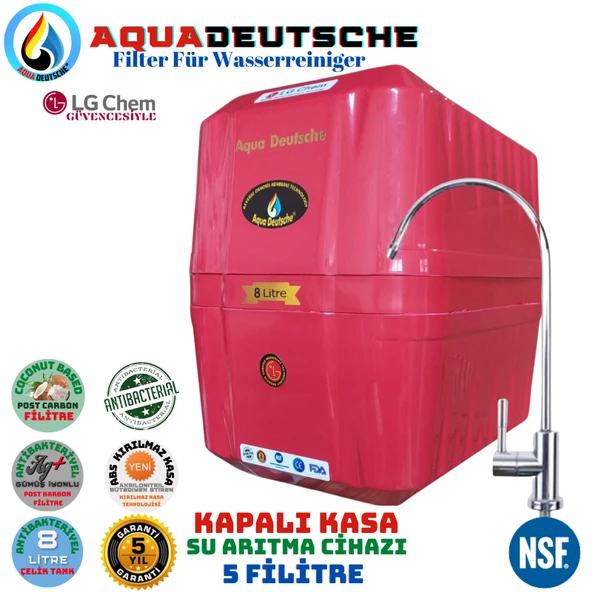 AQUA DEUTSCHE PREMIUM KIRMIZI 8 LİTRE 5 FİLTRE 10 AŞAMA SU ARITMA CİHAZI